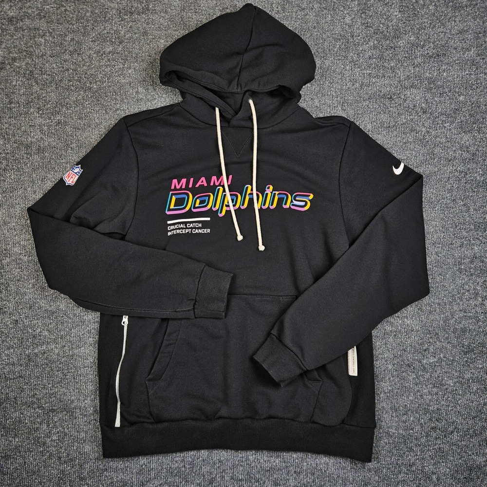 Nike NFL Miami Dolphins Crucial Catch Sideline Standard Issue Hoodie Men M Black